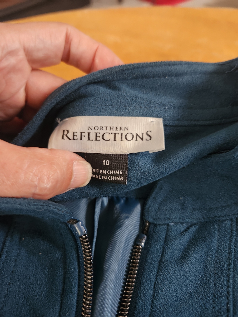 Northern Reflections Teal Faux Suede Zip Up Jacket | Peacock Blue Moto Style - Picture 8 of 10